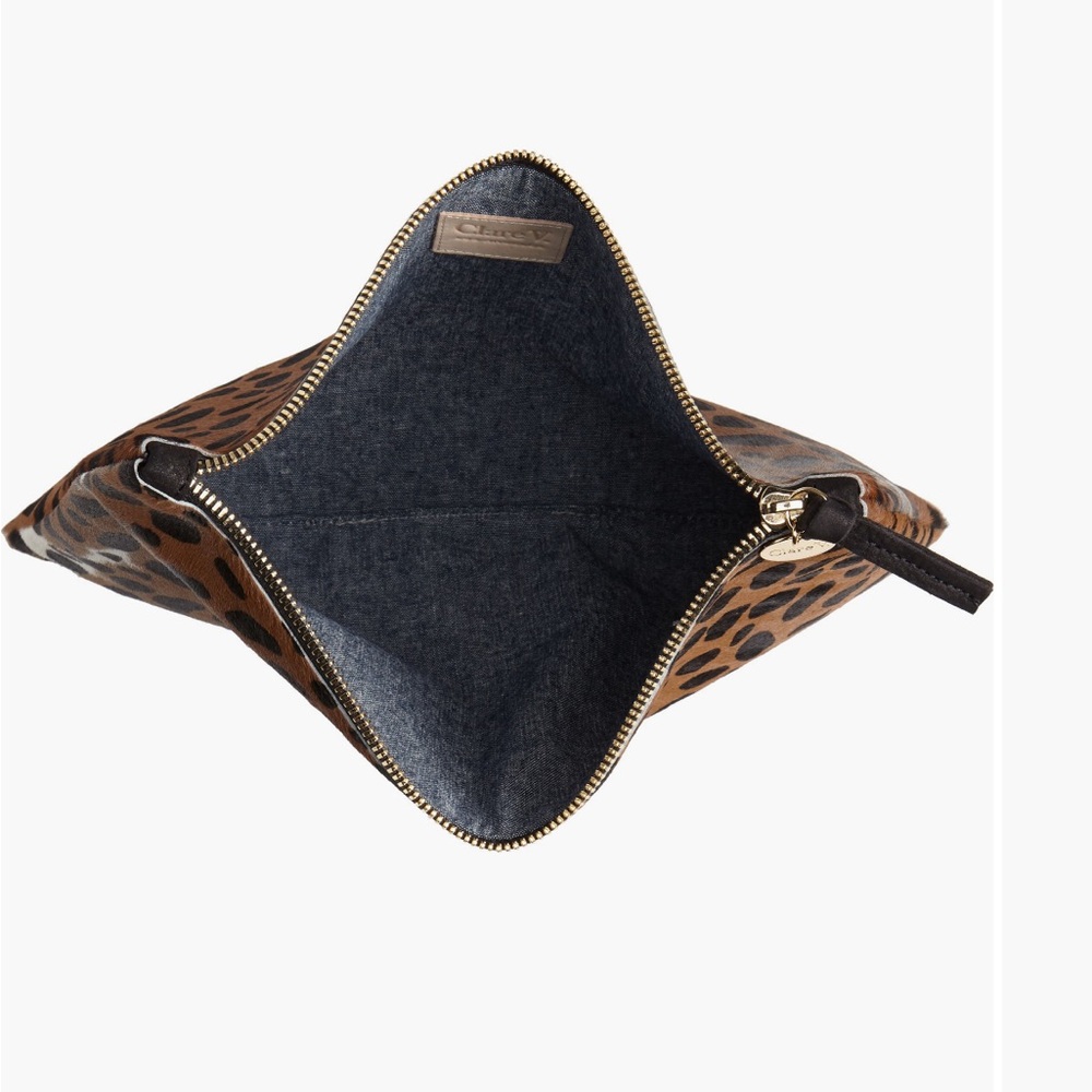 Clare V. Leopard Print Genuine Calf Hair Clutch - Picture 4 of 12
